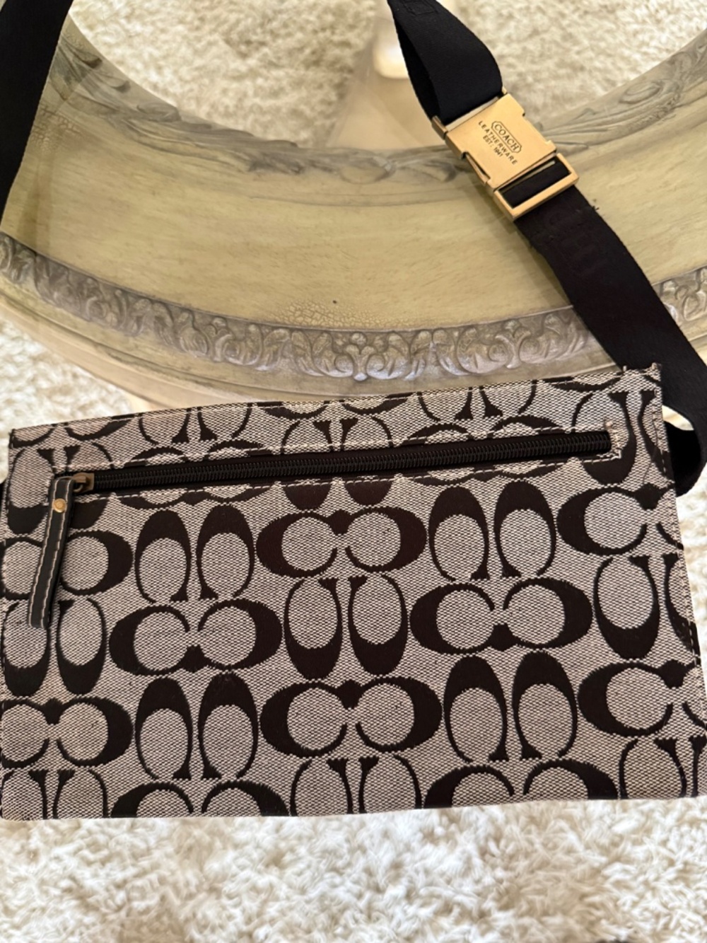 Vtg Coach Signature Jacquard Black Flat File/Utility Belt Bag Circa 2003–2007 - Picture 2 of 16